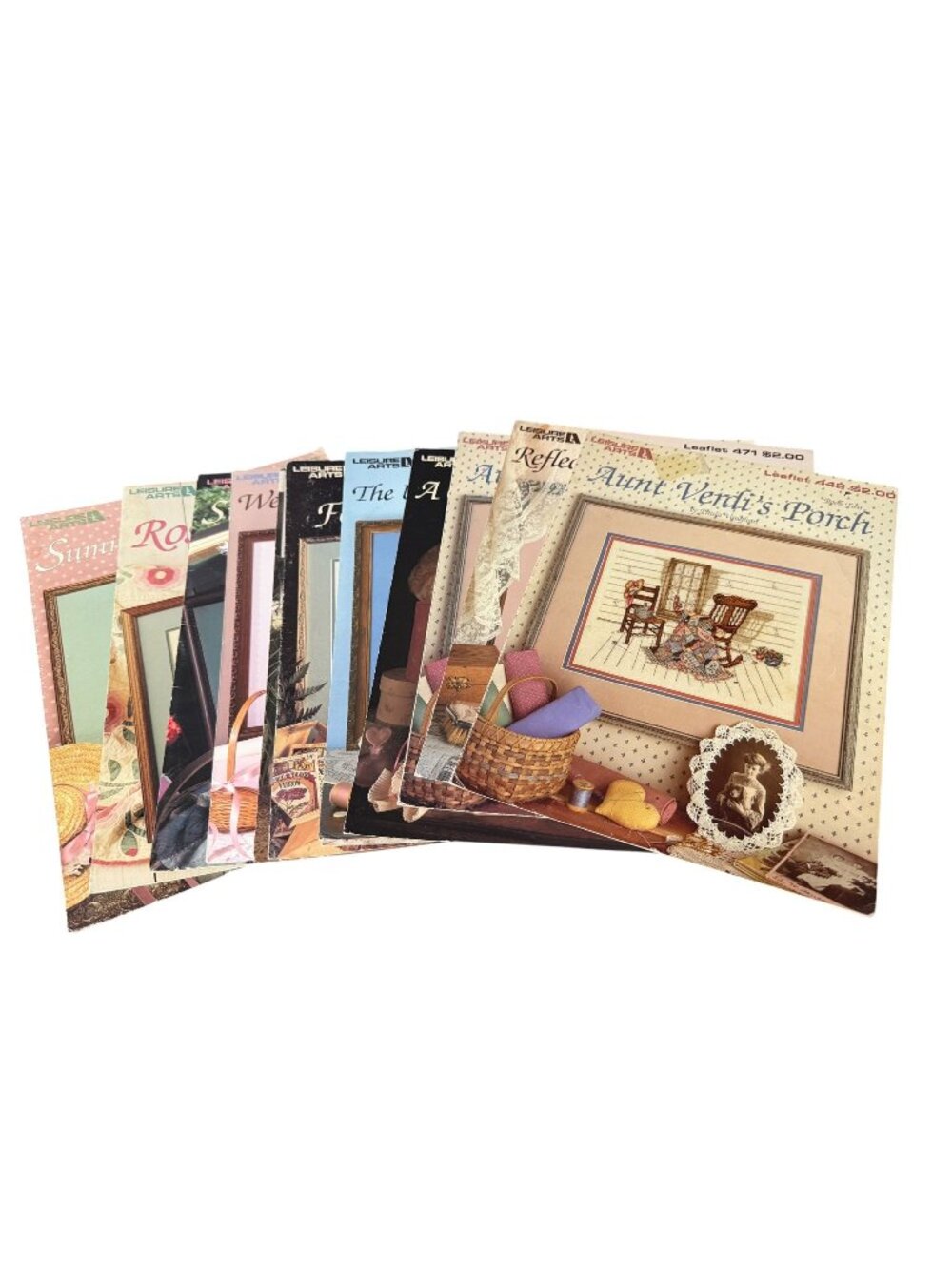 Vintage Leisure Arts Cross-Stitch Leaflets Lot of 12 by Paula Vaughan
